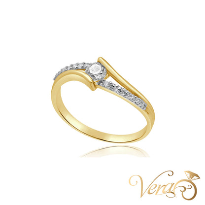 14K Yellow Gold Women Ring Cubic Zirconia, Size 8.25, 1.9g