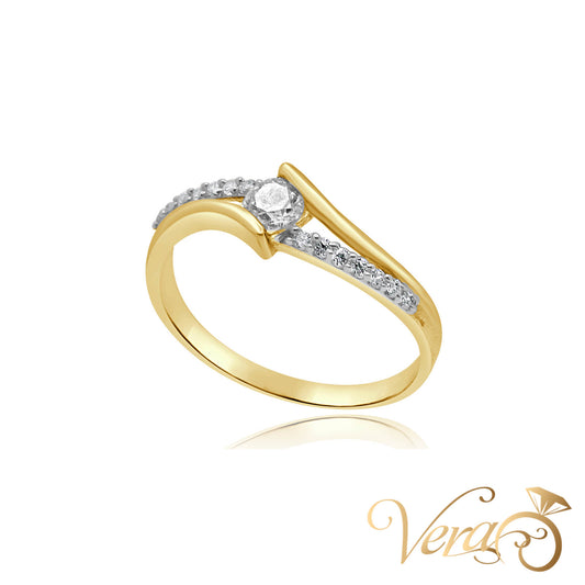 14K YG Women Ring CZ, Size 8.25, 1.9g - Vera Jewelry in Miami