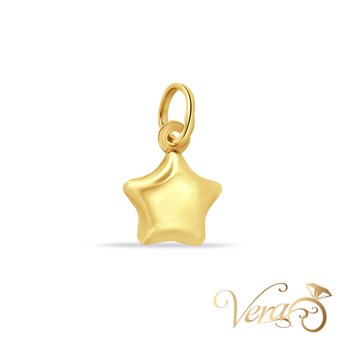 14K Yellow Gold Star Pendant  18mm - Vera Jewelry in Miami