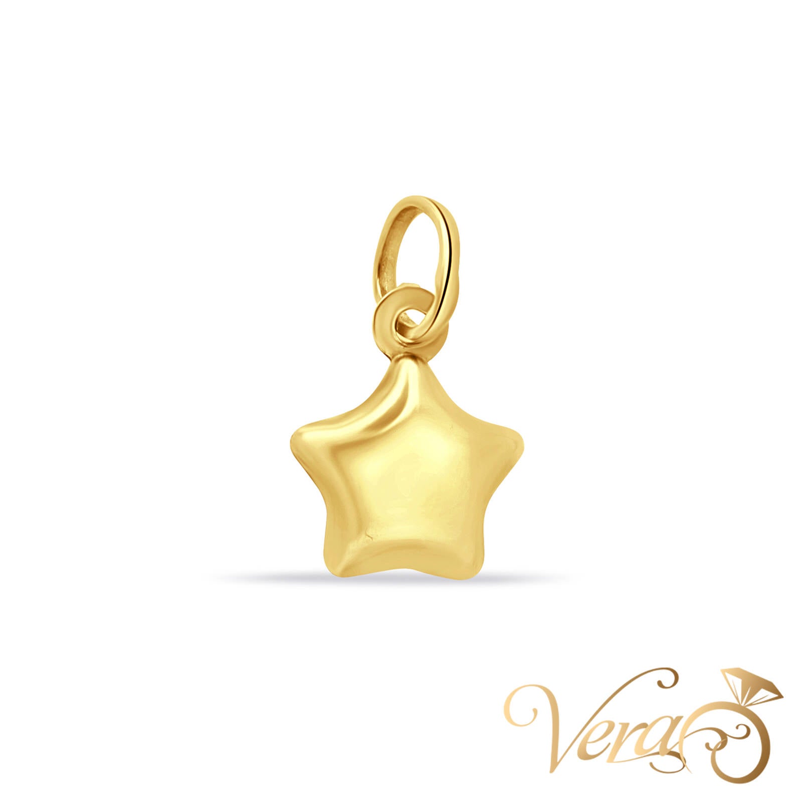 14K Yellow Gold Star Pendant  18mm - Vera Jewelry in Miami