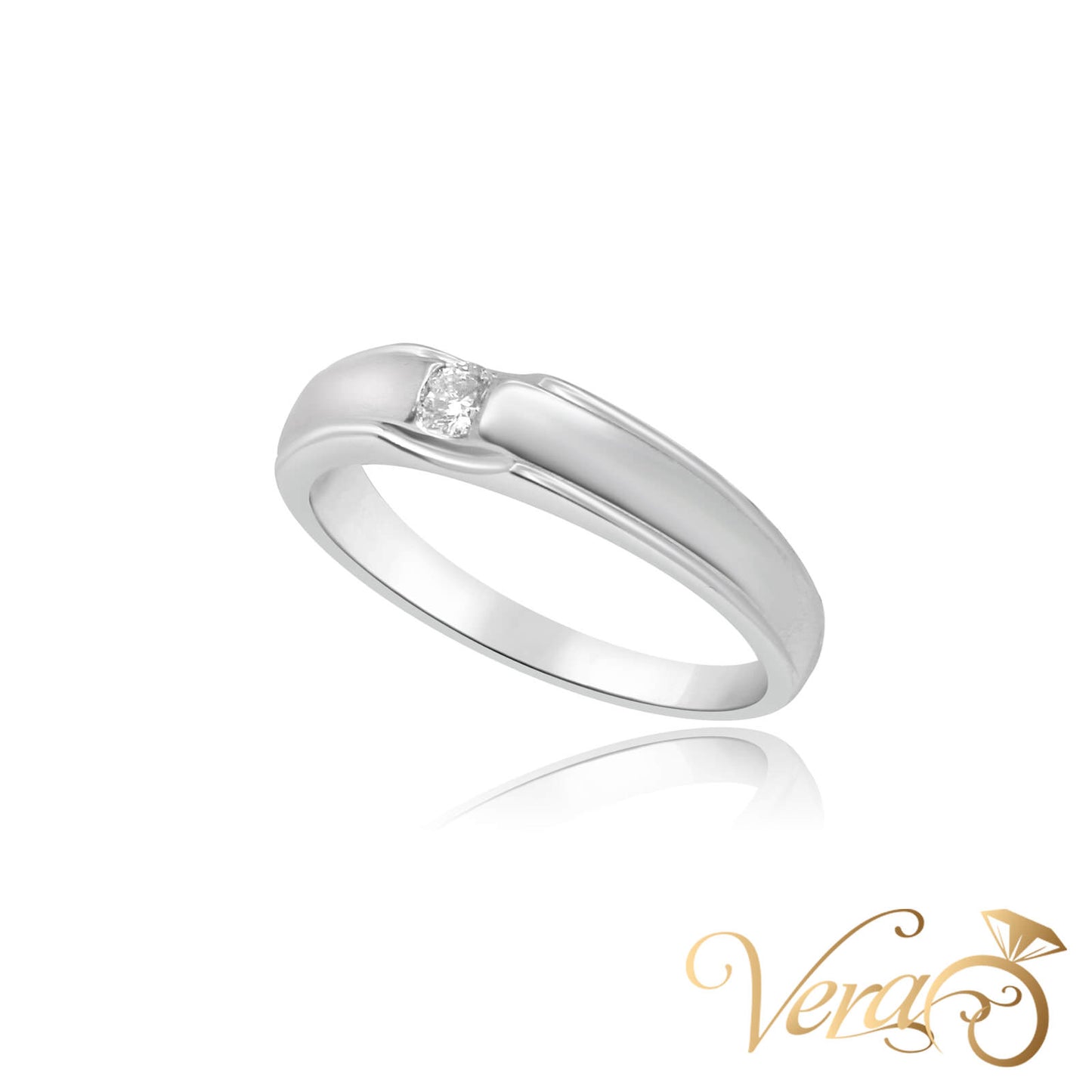 14K WG Single Stone Ring 0.10 ct NAT, Size 7.75, 3.3g