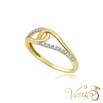 14K Yellow Gold Women Ring Cubic Zirconia, Size 6.75, 1.4g