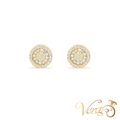 10K Yellow Gold Round Stud Earrings with Moissanite, 10mm