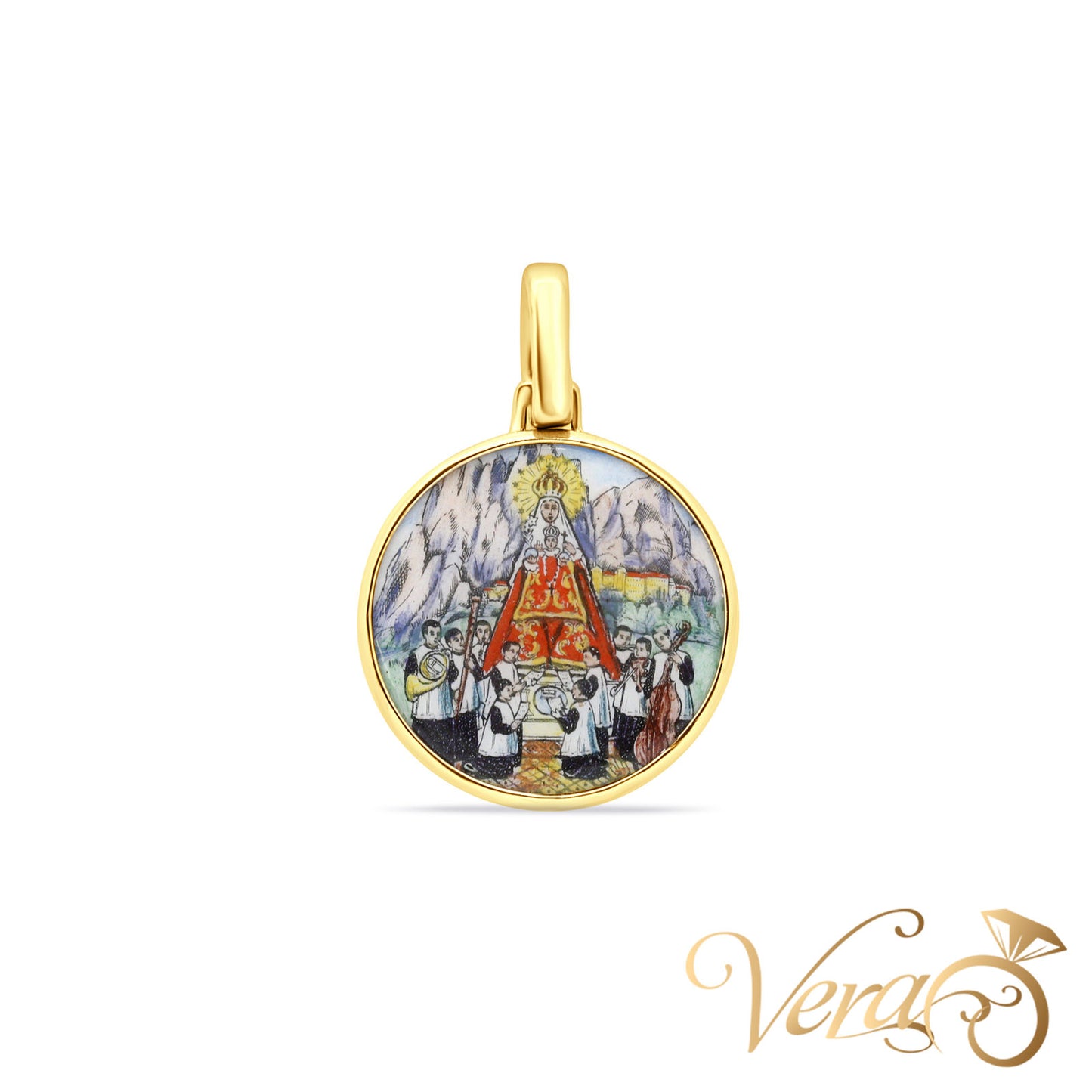 14K Yellow Gold Double-Sided Jesus Pendant  35mm - Vera Jewelry in Miami