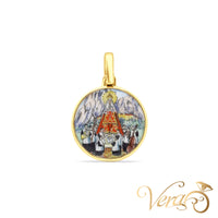 14K Yellow Gold Double-Sided Jesus Pendant – 35mm