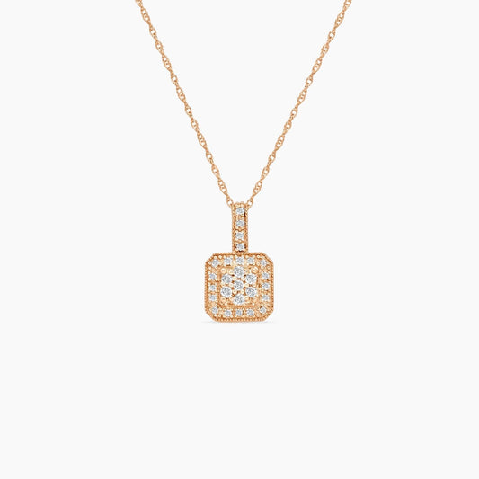 10K Rose Gold Diamond Pendant Necklace with 0.15 ct Diamond – 18"