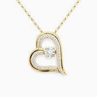 10K Rose Gold Heart Chain & Pendant with Cubic Zirconia, 18