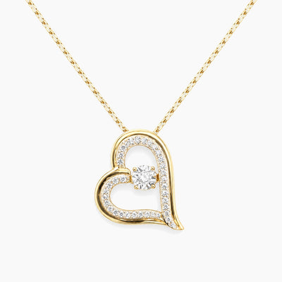 10K Rose Gold Heart Chain & Pendant with Cubic Zirconia, 18", 4.4g