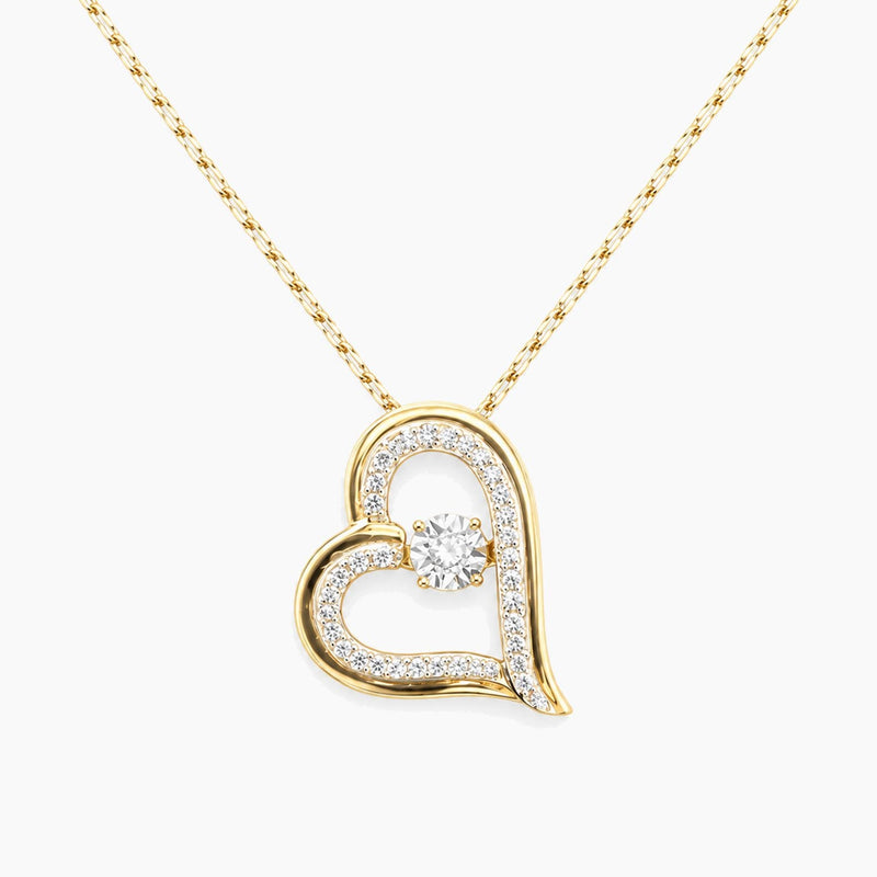 10K Rose Gold Heart Chain & Pendant with Cubic Zirconia, 18