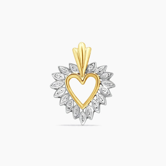 10K Two-Tone Gold Heart Pendant with Diamonds – 22mm