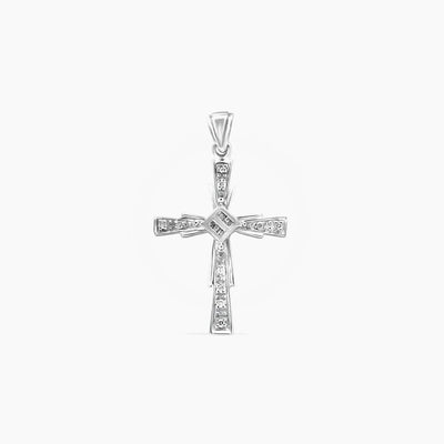 10K White Gold Crucifix Pendant with Diamonds – 36mm
