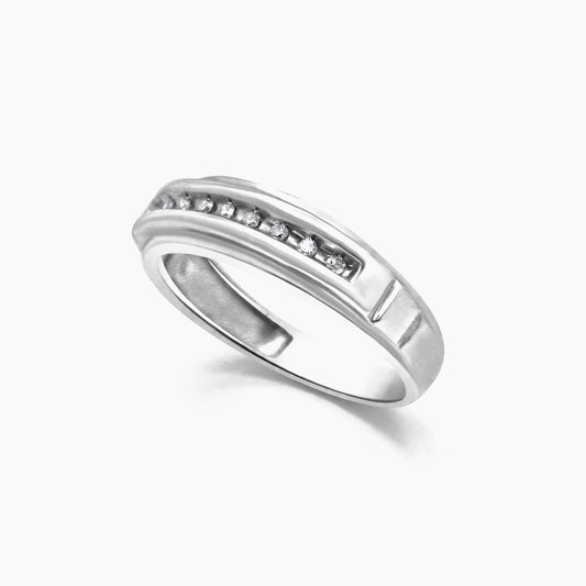 10K White Gold Diamond Band Ring CZ, Size 6.5, 2.3g