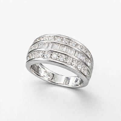 10K White Gold Diamond Band Ring 0.40 ct Natural, Size 7, 5.3g