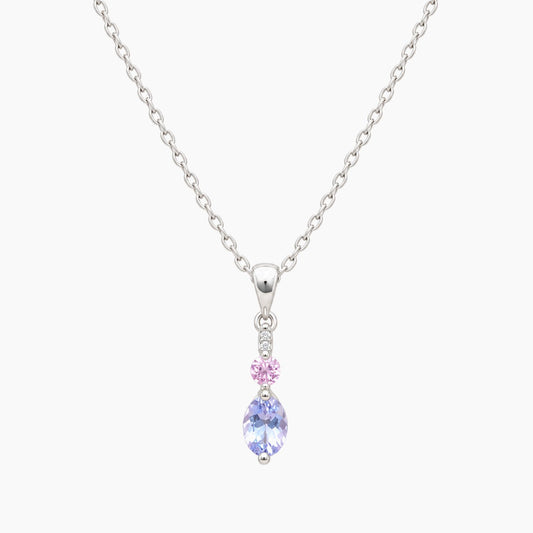 10K White Gold Fancy Necklace with Cubic Zirconia, 16", 2.2g