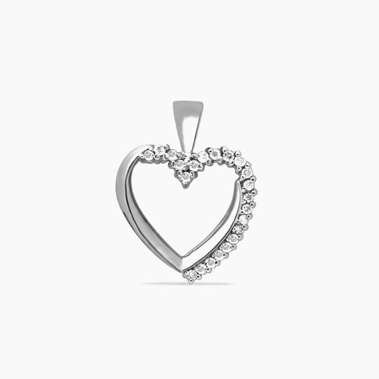 10K White Gold Heart Pendant with 0.20 ct Diamonds – 23mm