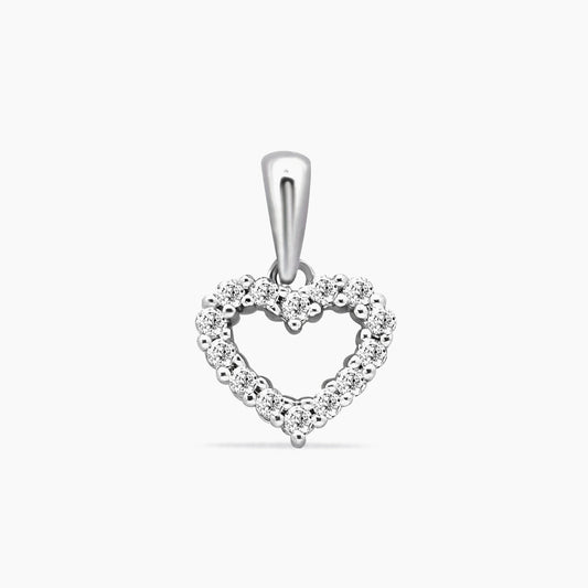 10K White Gold Heart Pendant with 0.30 ct Diamonds – 17mm