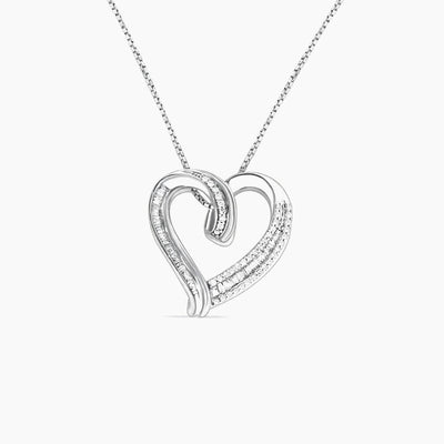 10K White Gold Heart Pendant with Franco Chain & 0.50ct Diamond – 21"