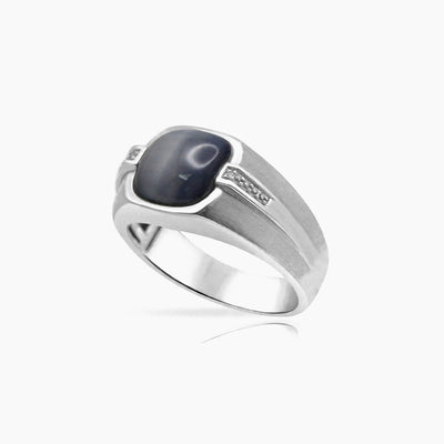 10K White Gold Men’s Ring with Star Sapphire, Size 10.5, 6.7g