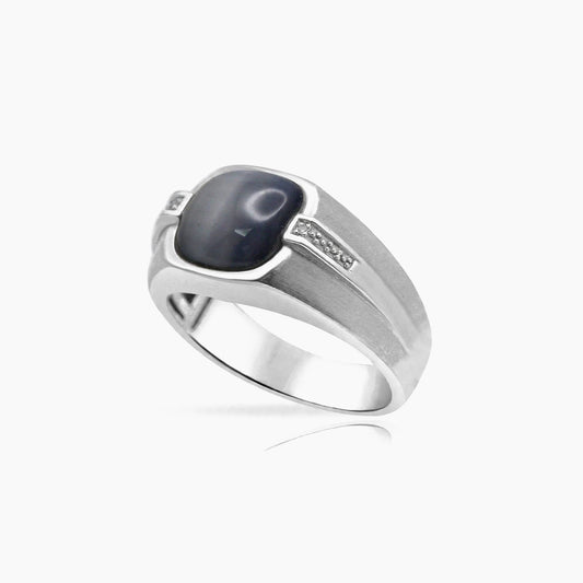 10K White Gold Men’s Ring with Star Sapphire, Size 10.5, 6.7g