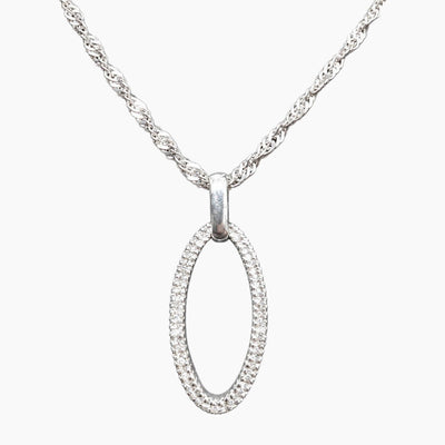 10K White Gold 3.5g Natural Diamond Chain & Pendant 16" Fancy Chain