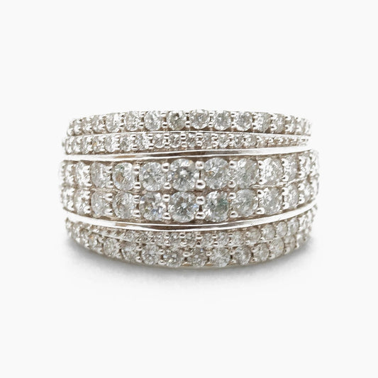 10K White Gold Pavé Diamond Band Ring with 2.50 ct Diamonds