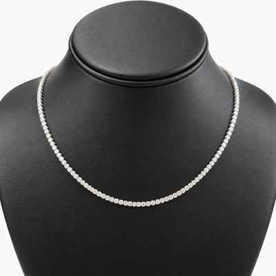 10K White Gold Tennis Necklace with Cubic Zirconia, 20", 6.9g