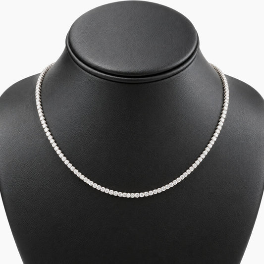 10K White Gold Tennis Necklace with Cubic Zirconia, 20", 6.9g
