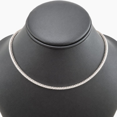 10K White Gold Tennis Necklace with Cubic Zirconia, 16", 14.6g