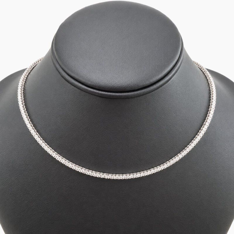 10K White Gold Tennis Necklace with Cubic Zirconia, 16