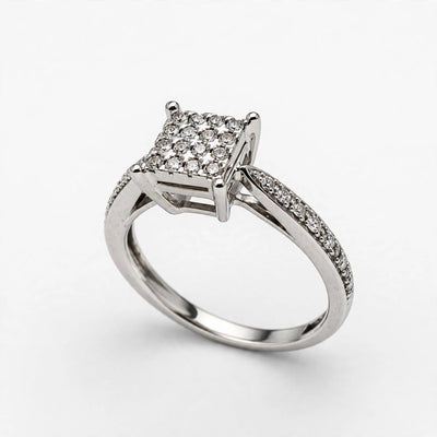 10K White Gold Women Ring 0.18 ct Natural, Size 5.25