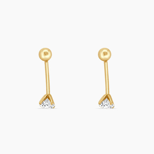 10K Yellow Gold Belly Button Piercing with CZ