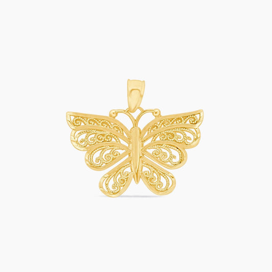 10K Yellow Gold Butterfly Pendant – 20mm