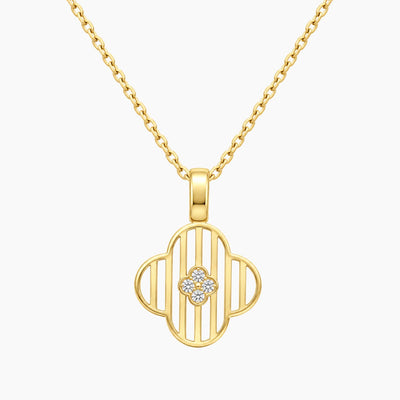 10K Yellow Gold Clover Necklace with Cubic Zirconia, 19", 1.9g