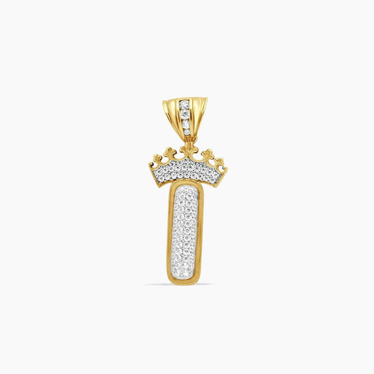 10K Yellow Gold Crowned Letter Pendant with CZ