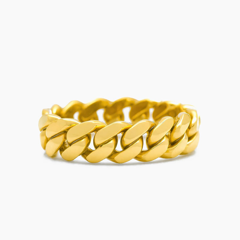 10K Yellow Gold Cuban Link Ring Size 9