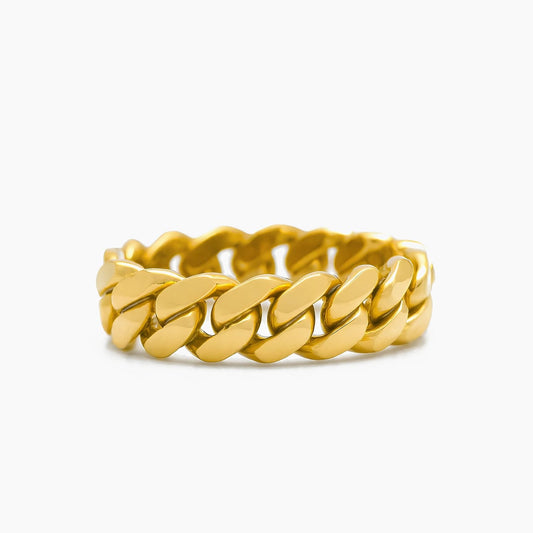 10K Yellow Gold Cuban Link Ring Size 7, 5.5g