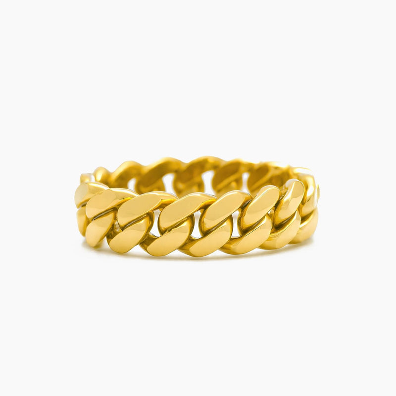 10K Yellow Gold Cuban Link Ring Size 8.5