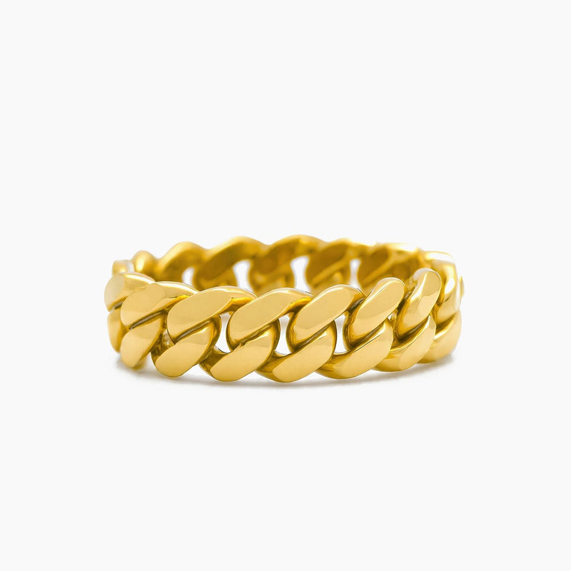 10K Yellow Gold Cuban Link Ring Size 13