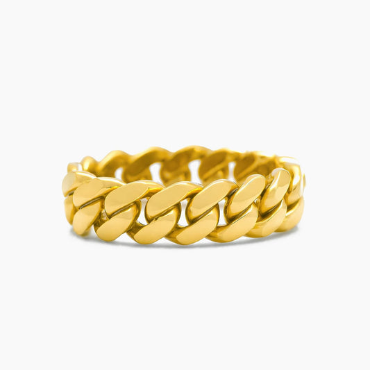 10K Yellow Gold Cuban Link Ring Size 11.75, 6.4g