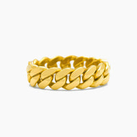 10K Yellow Gold Cuban Link Ring Size 10.25