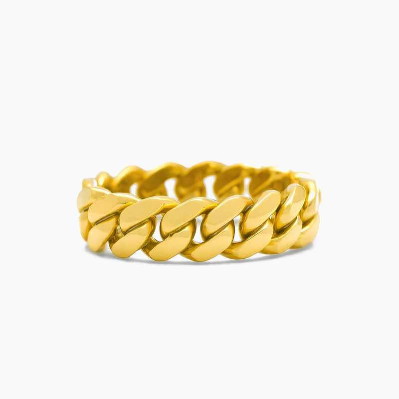 10K Yellow Gold Cuban Link Ring Size 10.25