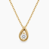 10K Yellow Gold Drop Necklace with Cubic Zirconia, 18.5
