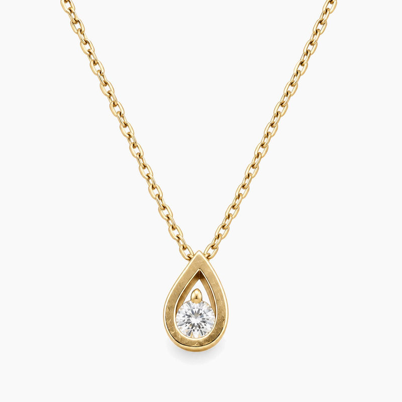 10K Yellow Gold Drop Necklace with Cubic Zirconia, 18.5