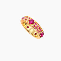10K Yellow Gold Fancy Ring with Red Cubic Zirconia, Size 6.25