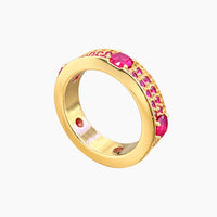 10K Yellow Gold Fancy Ring with Red Cubic Zirconia, Size 6.25