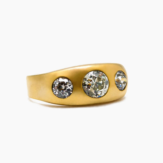 10K Yellow Gold Gypsy Ring with 1.50 ct Natural Diamond, Size 8