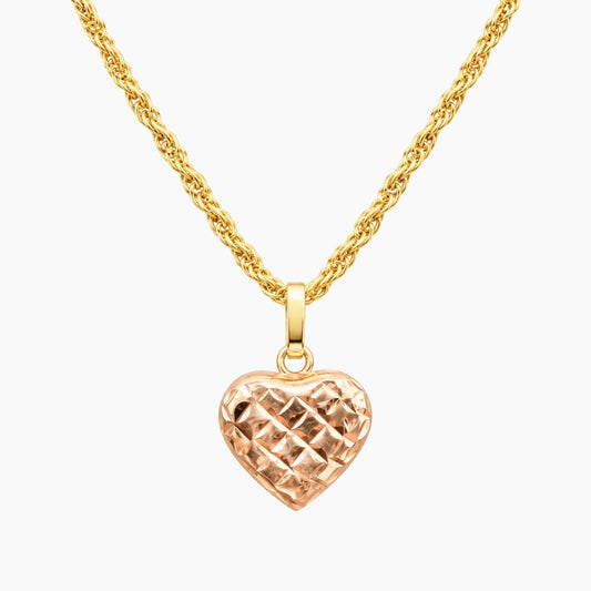 10K Yellow Gold Heart Chain & Pendant, 18", 1.8g
