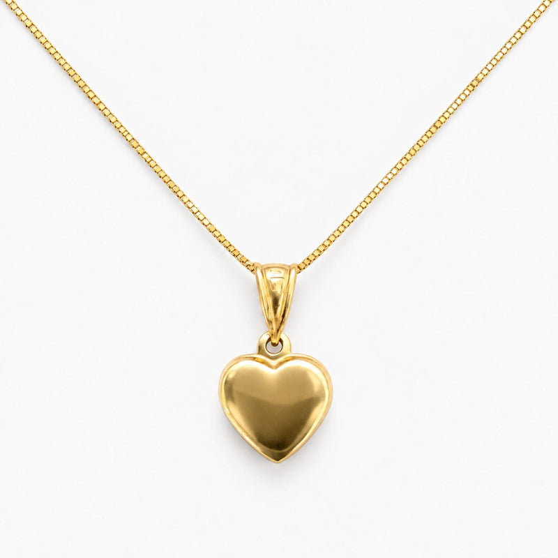 10K Yellow Gold Heart Chain & Pendant, 22