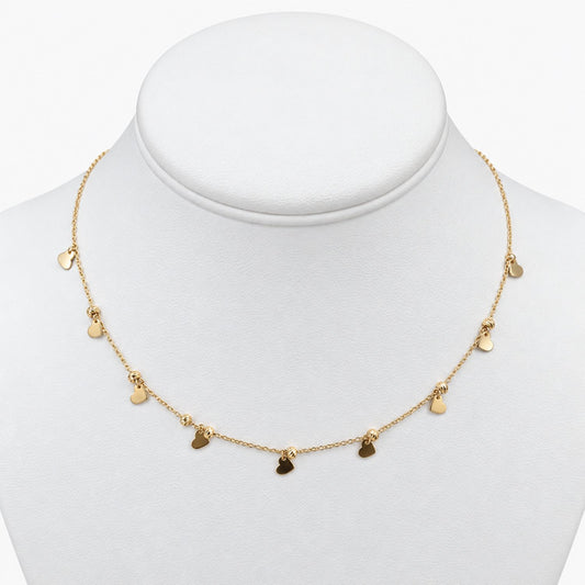 10K Yellow Gold Heart Necklace with Cubic Zirconia, 2.2g