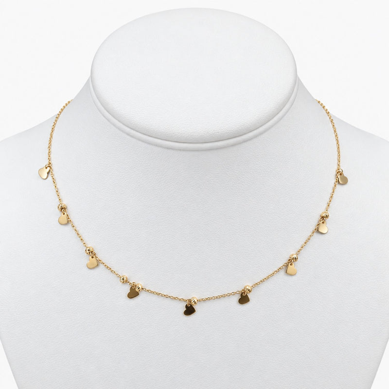 10K Yellow Gold Heart Necklace with Cubic Zirconia, 2.2g